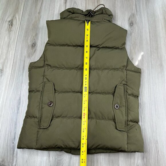 Ralph Lauren Rugby Down Vest Calf Suede Patch Army Green Men’s Size S Small - Picture 15 of 16